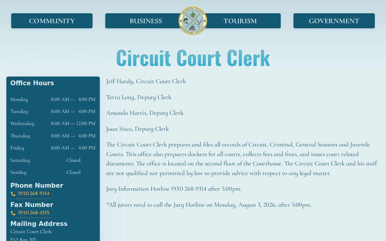 Jackson County Circuit Court Clerk release and bond record source